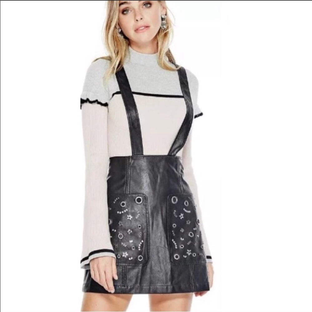 Guess faux leather suspender skirt size 8